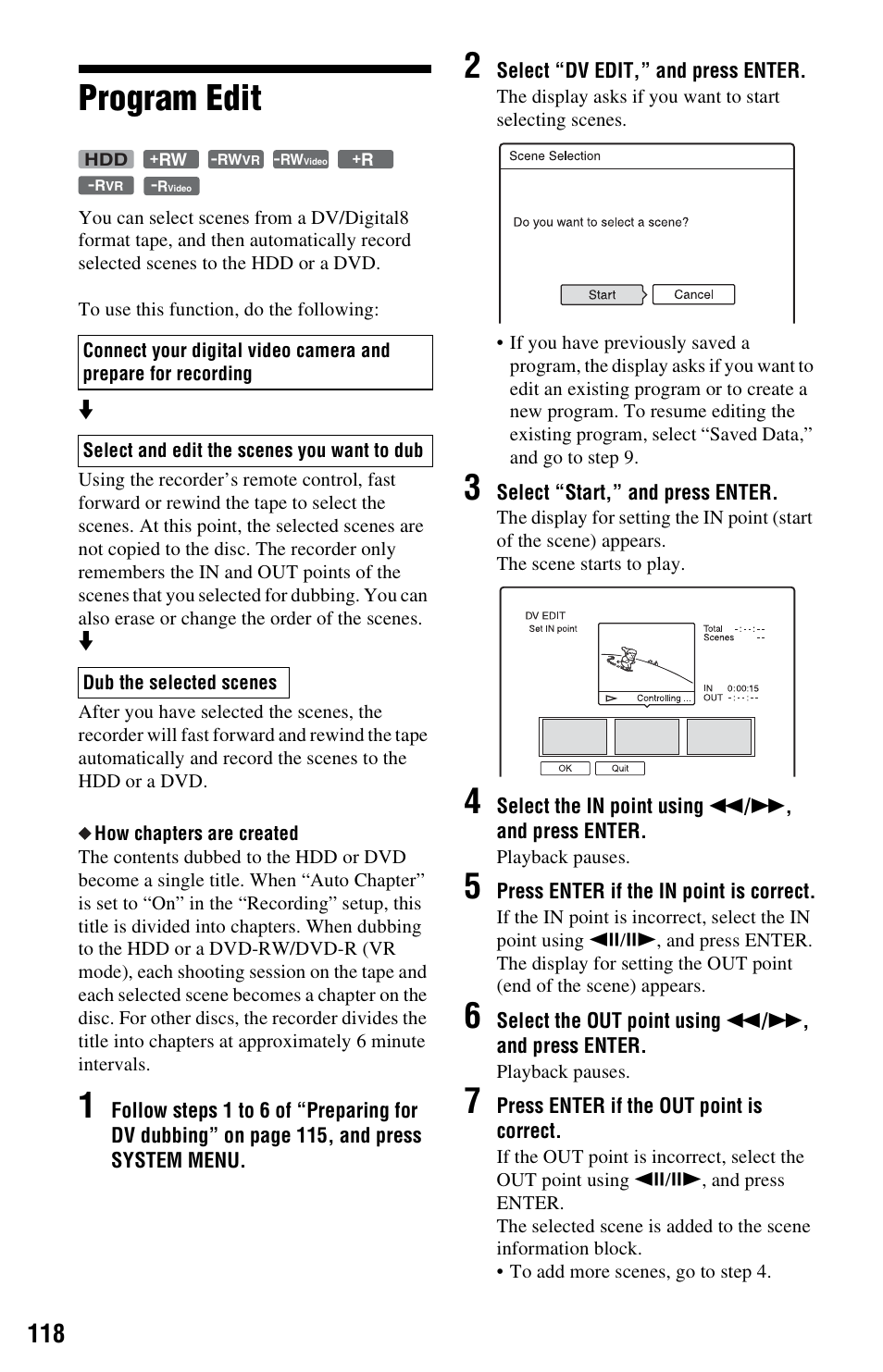 Program edit | Sony RDR-HXD1065 User Manual | Page 118 / 172