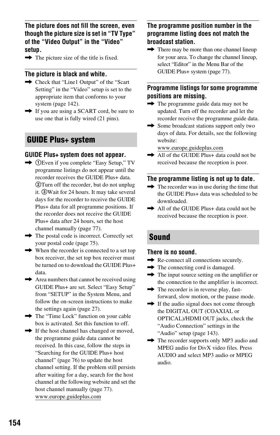 Guide plus+ system sound | Sony RDR-HXD1065 User Manual | Page 154 / 172