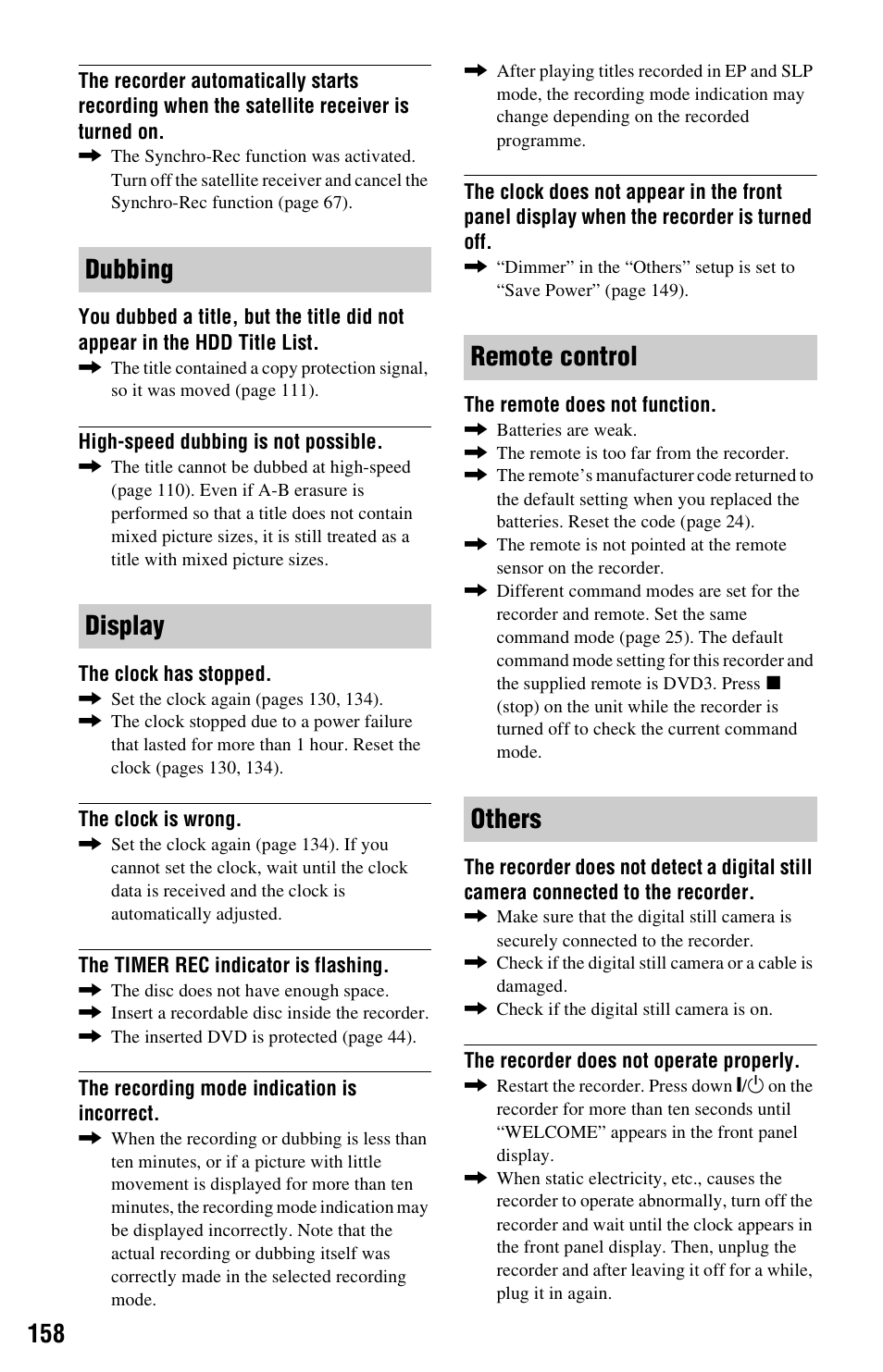 Dubbing display remote control others | Sony RDR-HXD1065 User Manual | Page 158 / 172