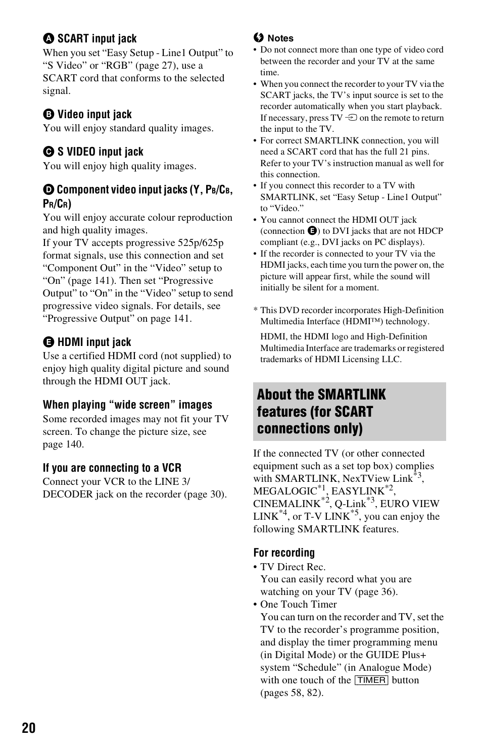 Sony RDR-HXD1065 User Manual | Page 20 / 172