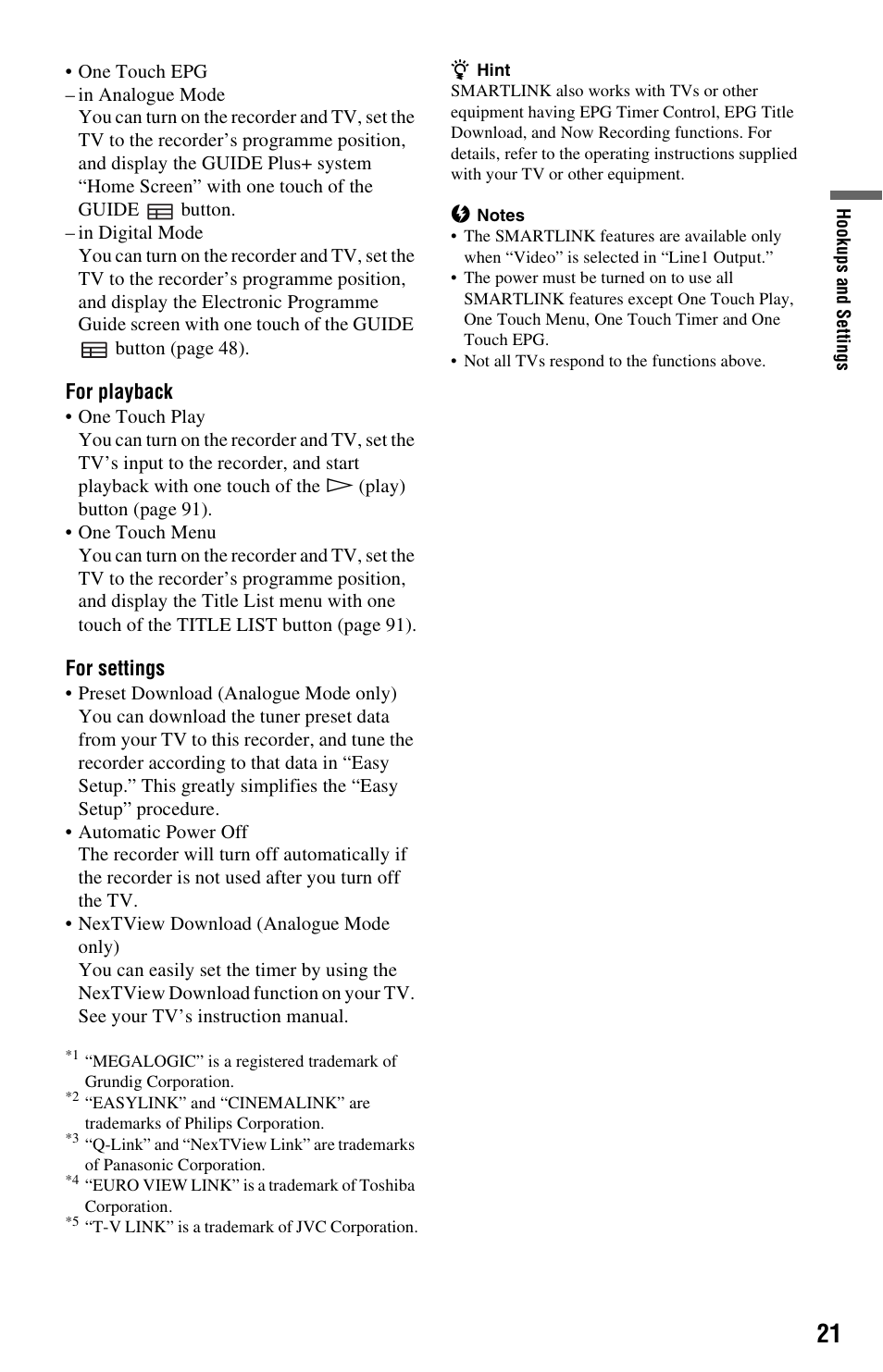 Sony RDR-HXD1065 User Manual | Page 21 / 172