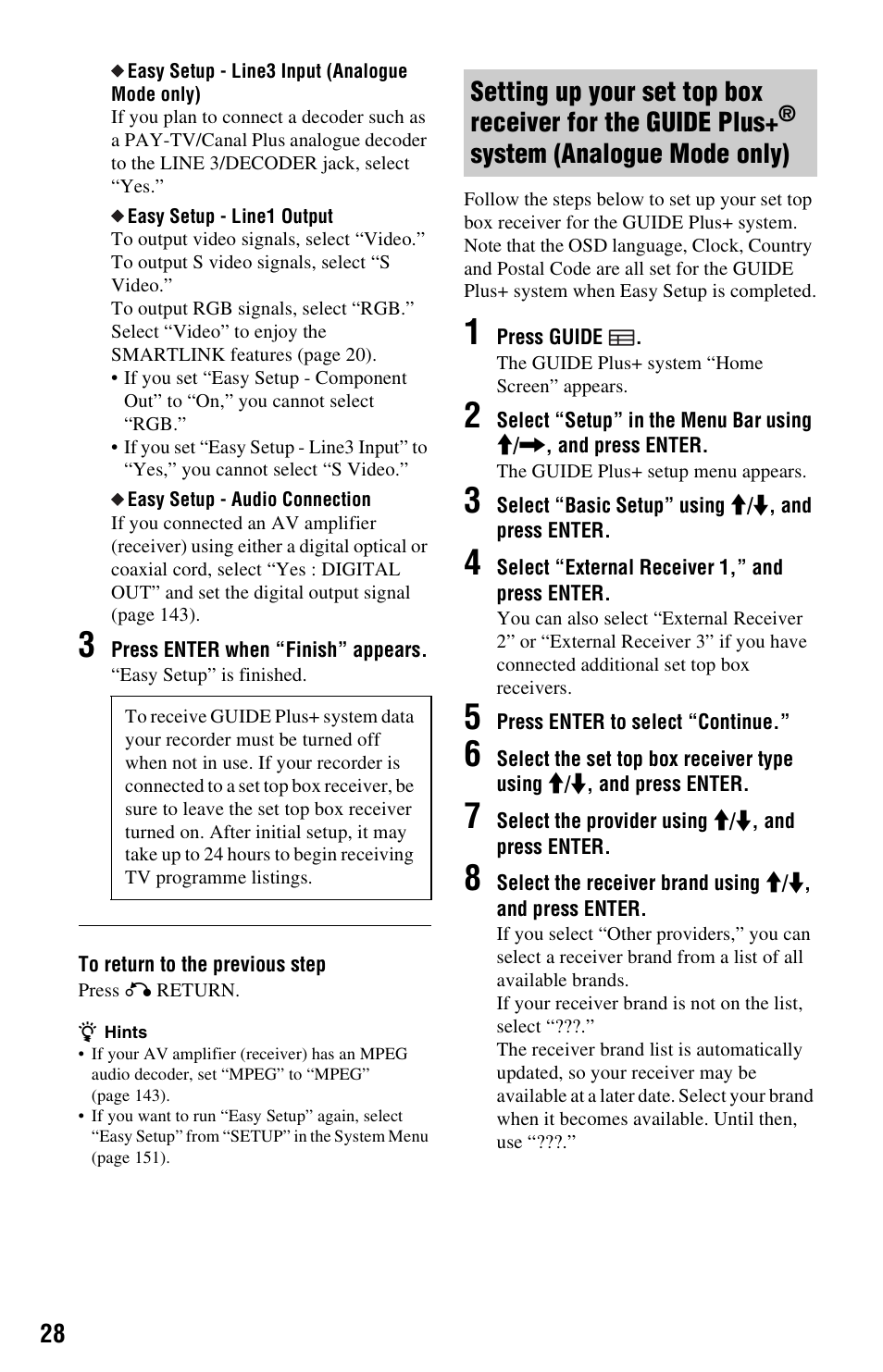 System (analogue mode only) | Sony RDR-HXD1065 User Manual | Page 28 / 172