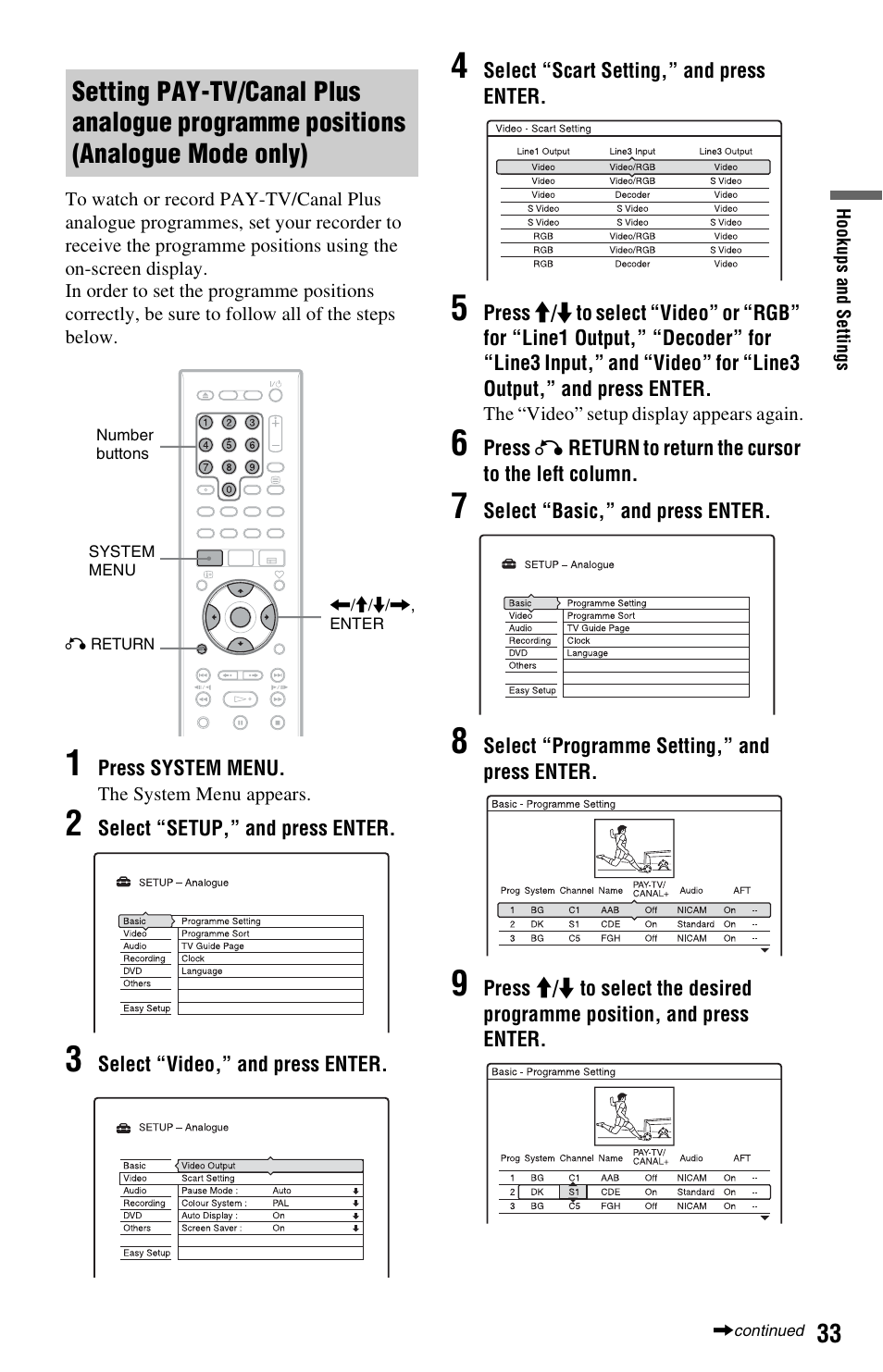 Analogue mode only) | Sony RDR-HXD1065 User Manual | Page 33 / 172