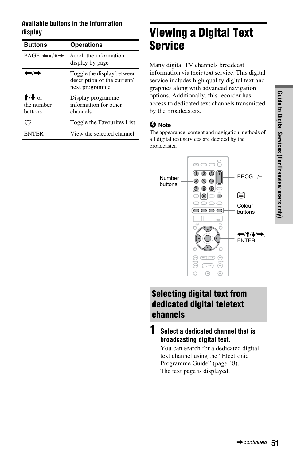 Viewing a digital text service | Sony RDR-HXD1065 User Manual | Page 51 / 172