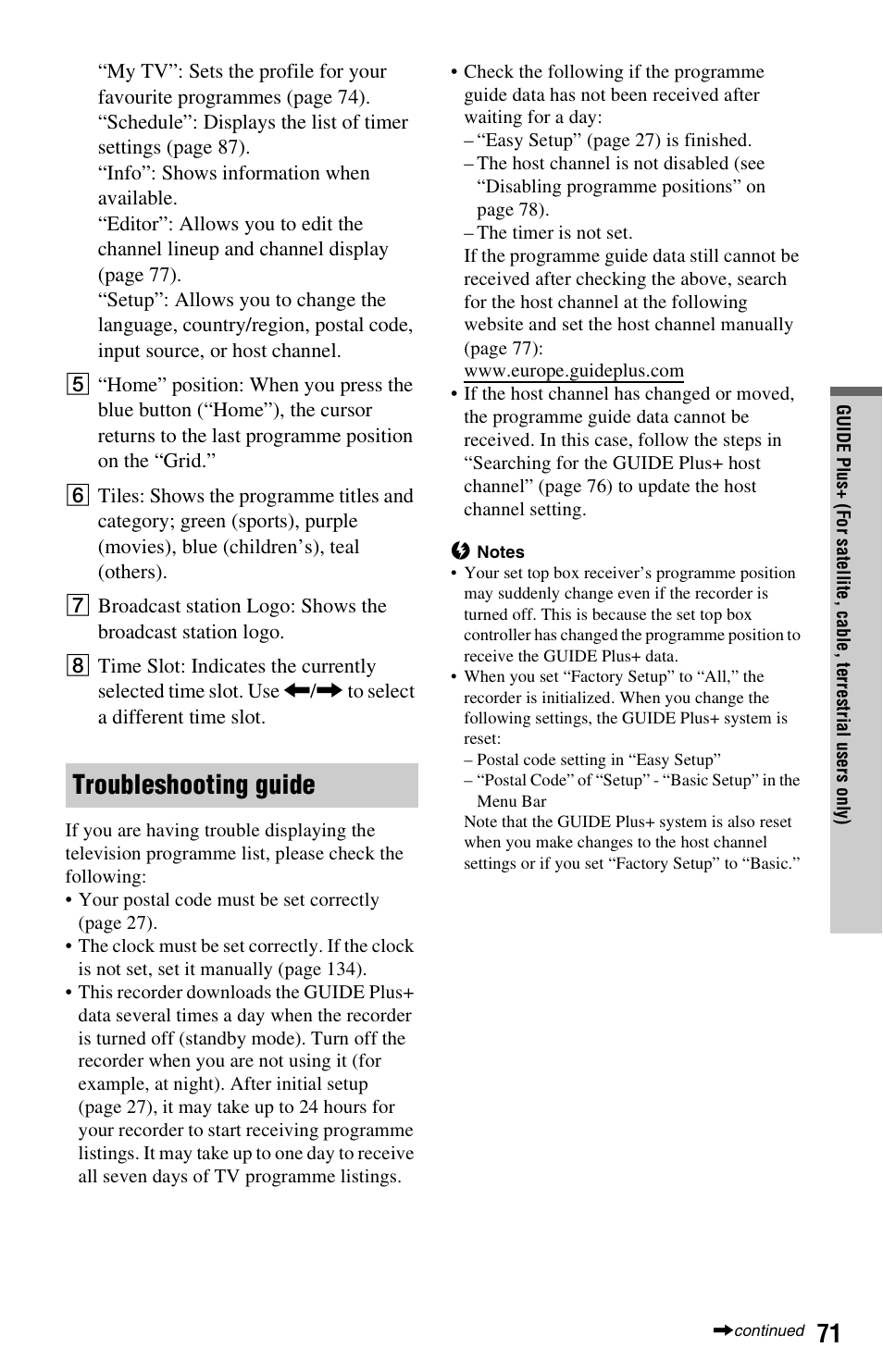 Troubleshooting guide | Sony RDR-HXD1065 User Manual | Page 71 / 172