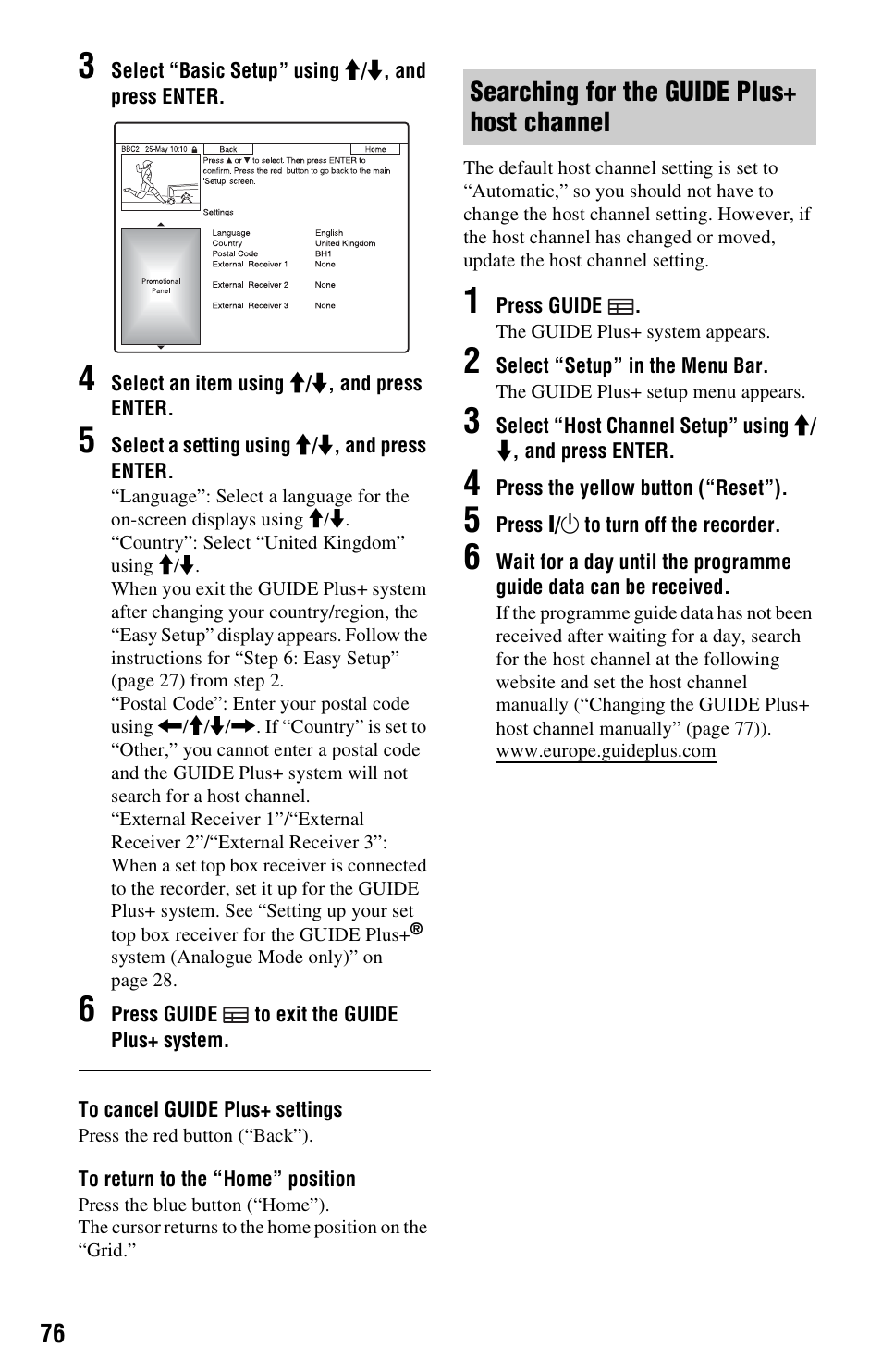 Searching for the guide plus+ host channel | Sony RDR-HXD1065 User Manual | Page 76 / 172