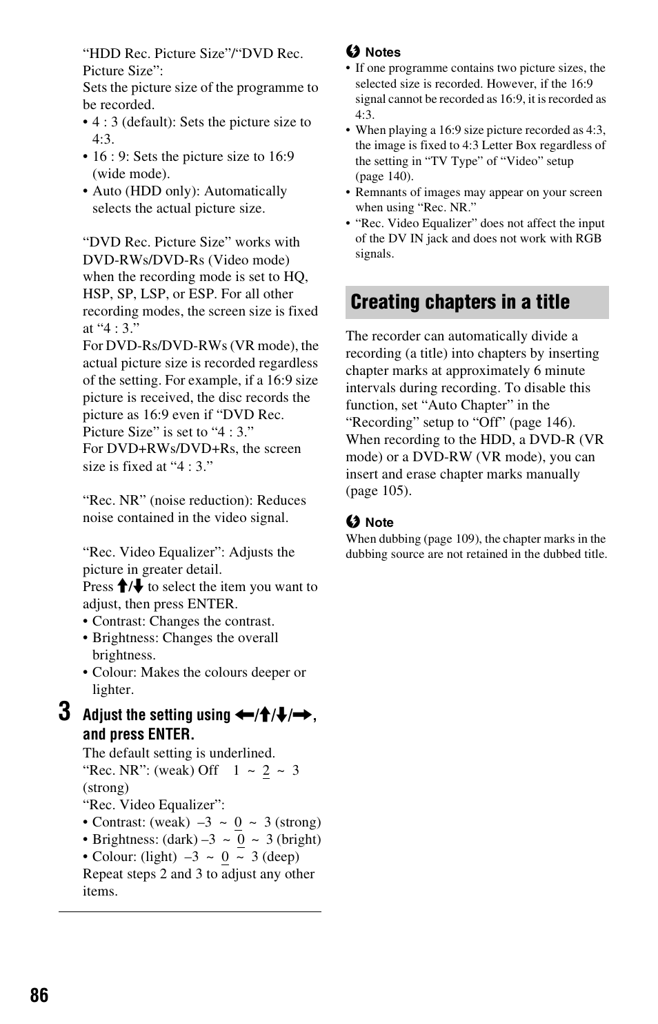 Creating chapters in a title | Sony RDR-HXD1065 User Manual | Page 86 / 172