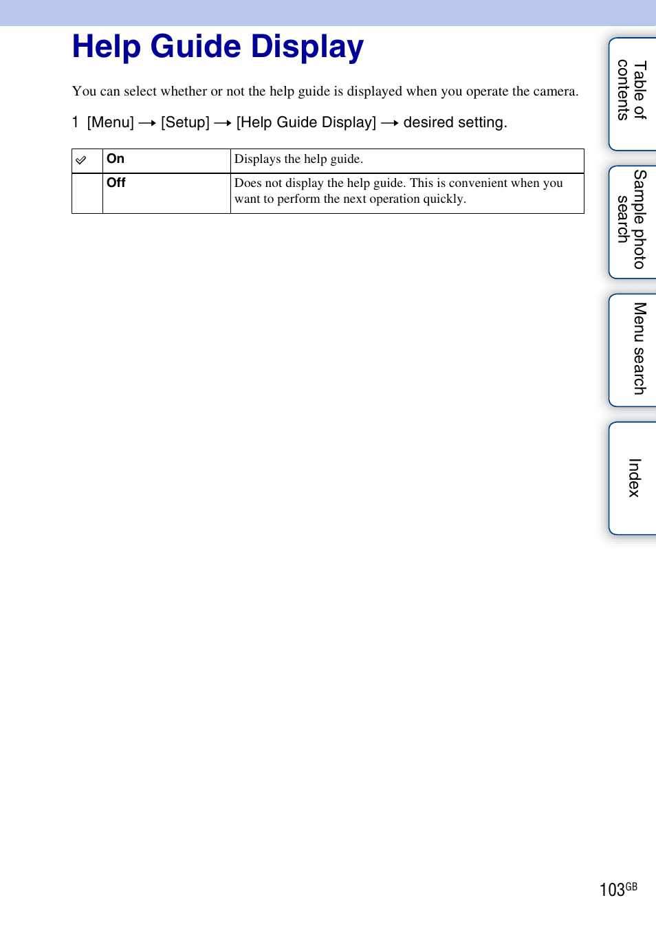 Help guide display | Sony NEX-3 User Manual | Page 103 / 159