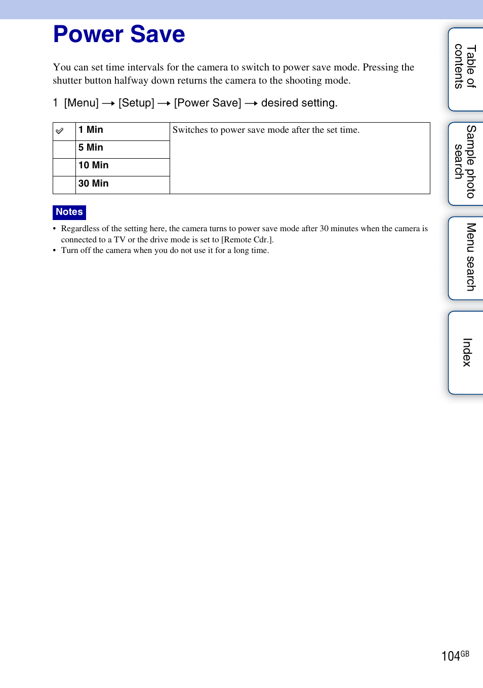 Power save | Sony NEX-3 User Manual | Page 104 / 159