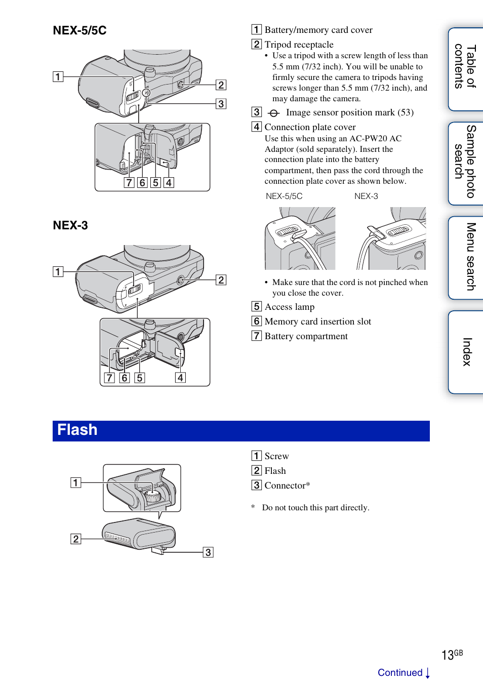 Flash | Sony NEX-3 User Manual | Page 13 / 159