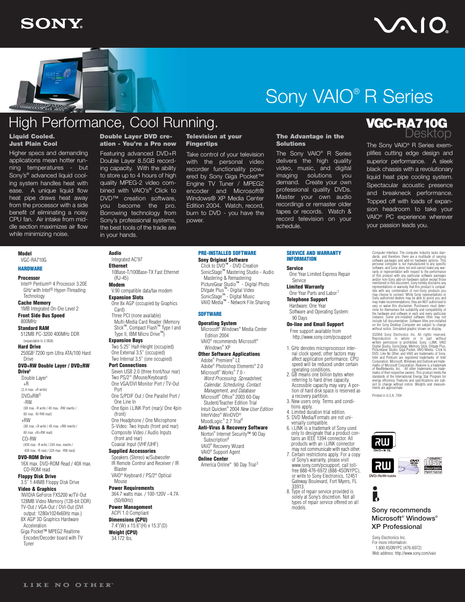 Sony VGC-RA710G User Manual | 1 page