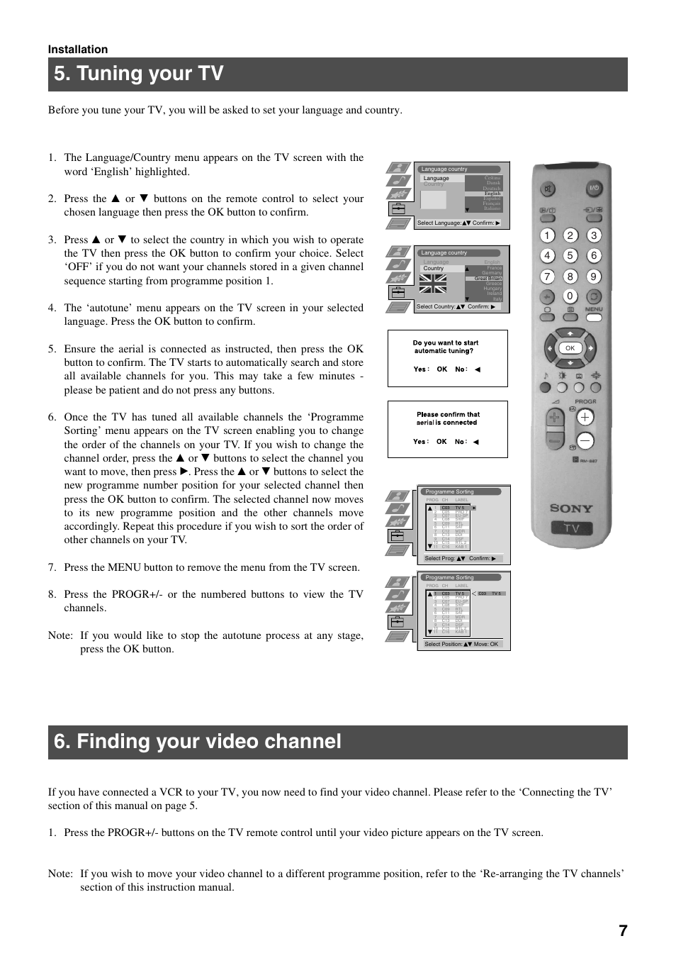 Tuning your tv, Finding your video channel | Sony KV-28FX65 U User Manual | Page 9 / 28