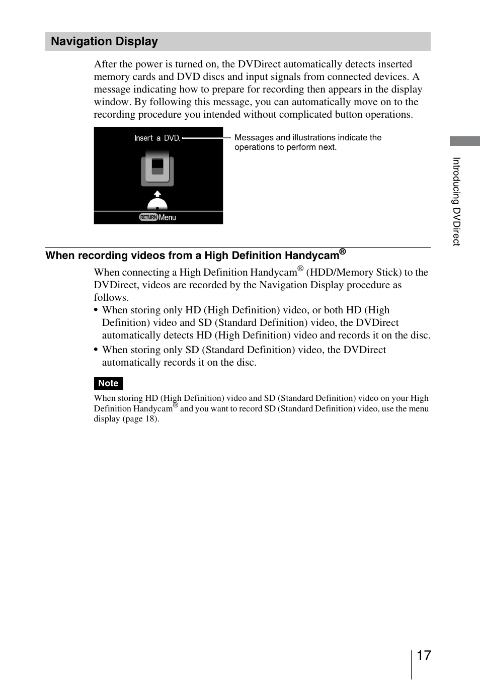 Navigation display | Sony VRD-MC5 User Manual | Page 17 / 84
