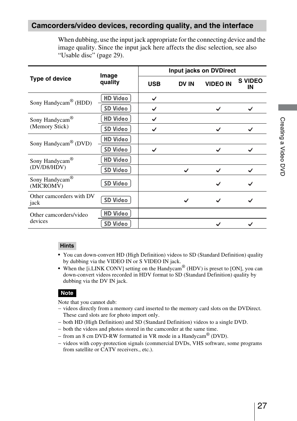 Interface | Sony VRD-MC5 User Manual | Page 27 / 84