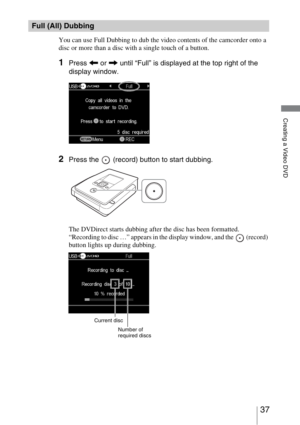 Full (all) dubbing | Sony VRD-MC5 User Manual | Page 37 / 84