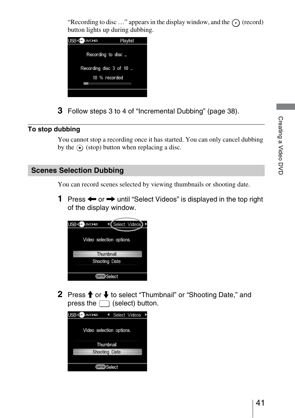 Scenes selection dubbing | Sony VRD-MC5 User Manual | Page 41 / 84