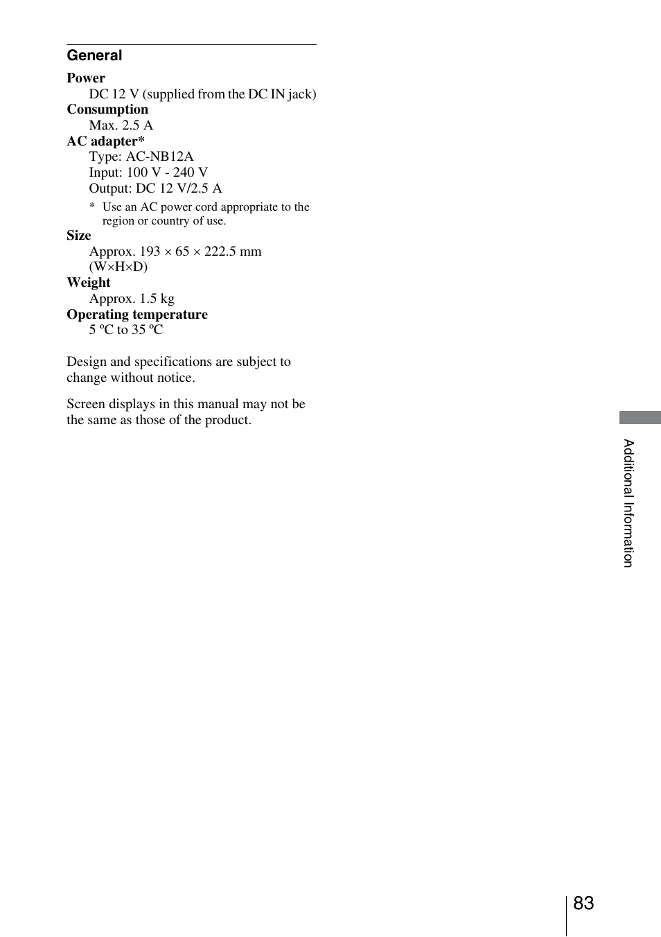 Sony VRD-MC5 User Manual | Page 83 / 84