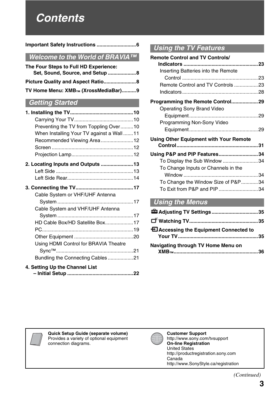 Sony KDS-Z60XBR5 User Manual | Page 3 / 59