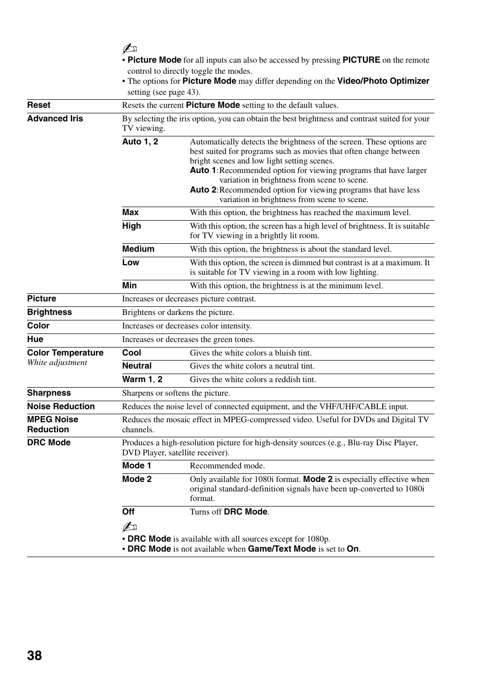 Sony KDS-Z60XBR5 User Manual | Page 38 / 59