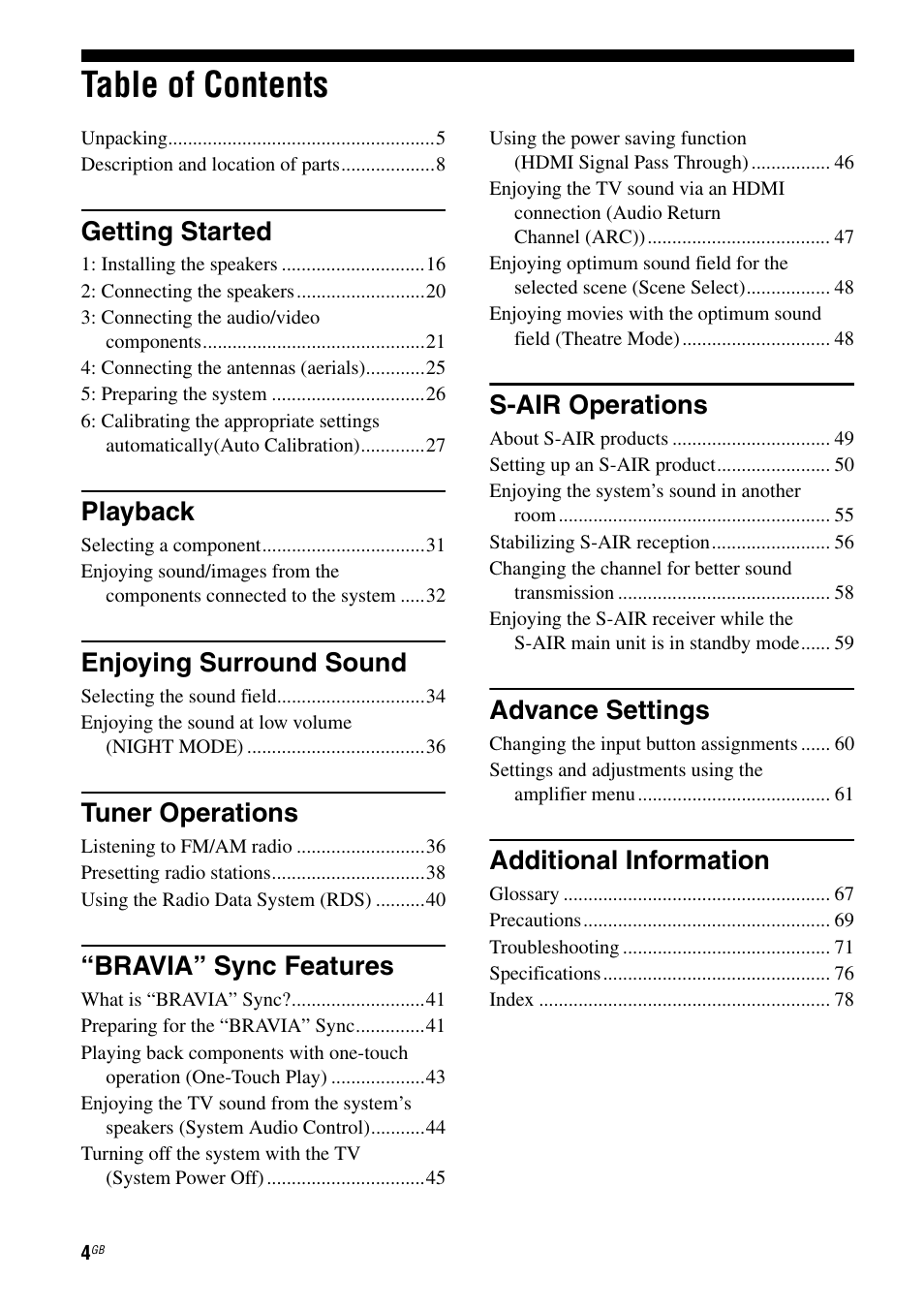 Sony HT-AF5 User Manual | Page 4 / 80