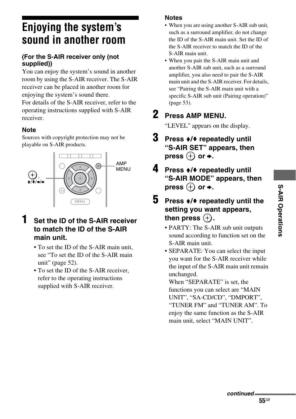 Enjoying the system’s sound in another room, Enjoying the system’s sound in another, Room | Sony HT-AF5 User Manual | Page 55 / 80
