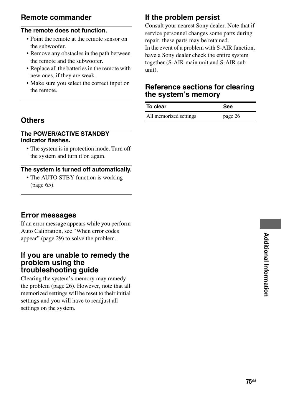 Sony HT-AF5 User Manual | Page 75 / 80