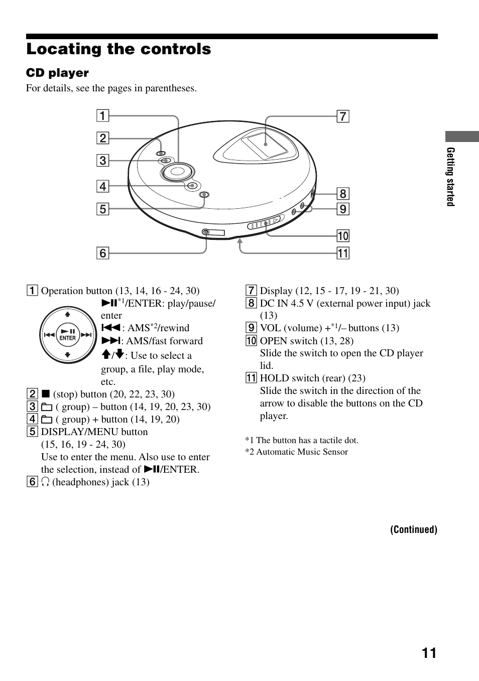 Locating the controls | Sony Atrac3/MP3 CD Walkman D-NE306CK User Manual | Page 11 / 40