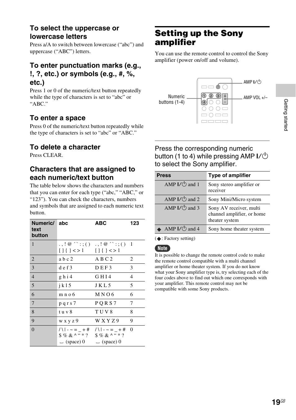 Setting up the sony amplifier, Age 19), E 19 | Sony NAC-SV10I User Manual | Page 19 / 92