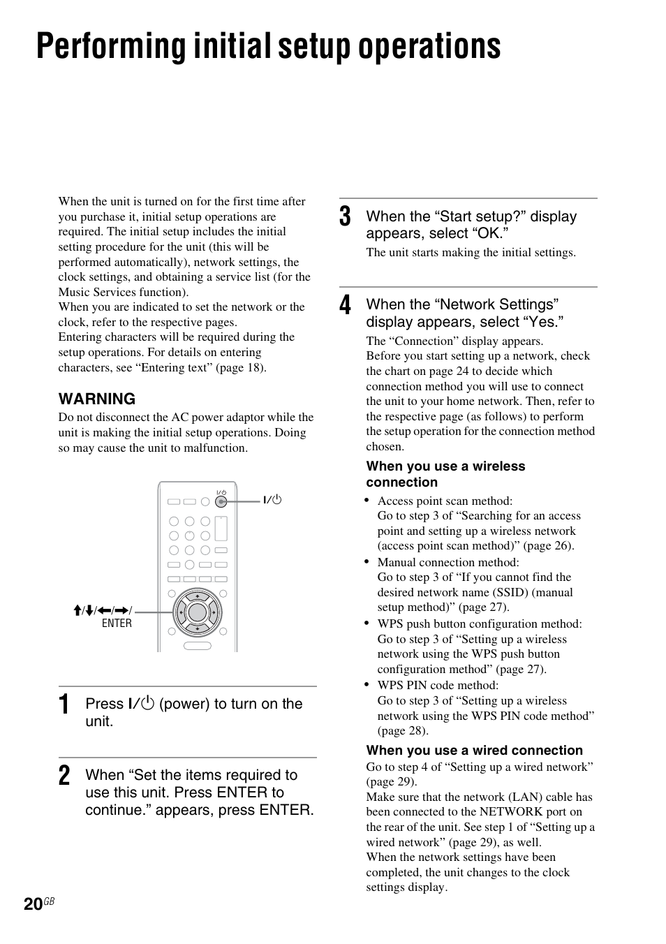 Performing initial setup operations | Sony NAC-SV10I User Manual | Page 20 / 92