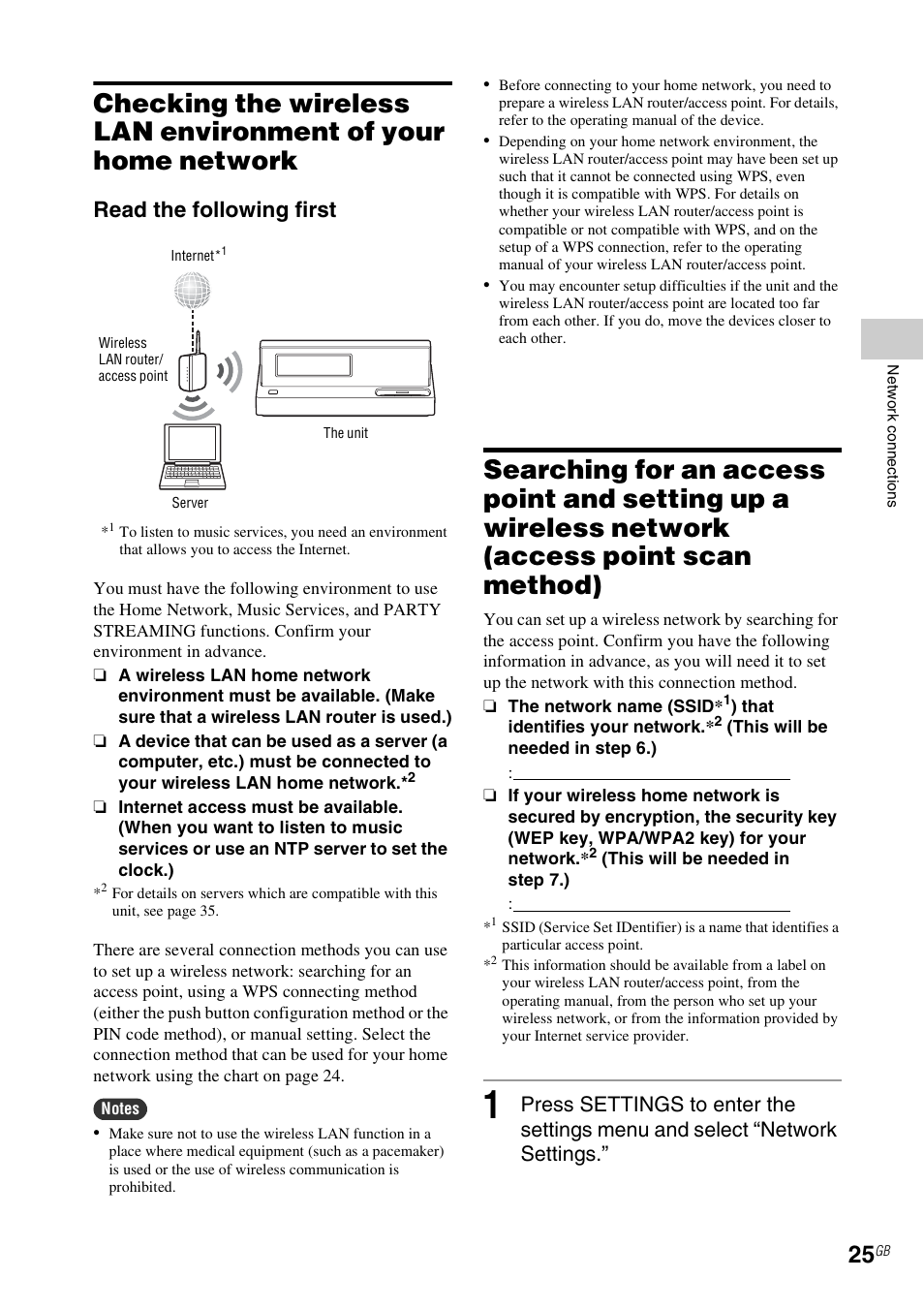 Access point scan method), Read the following first | Sony NAC-SV10I User Manual | Page 25 / 92