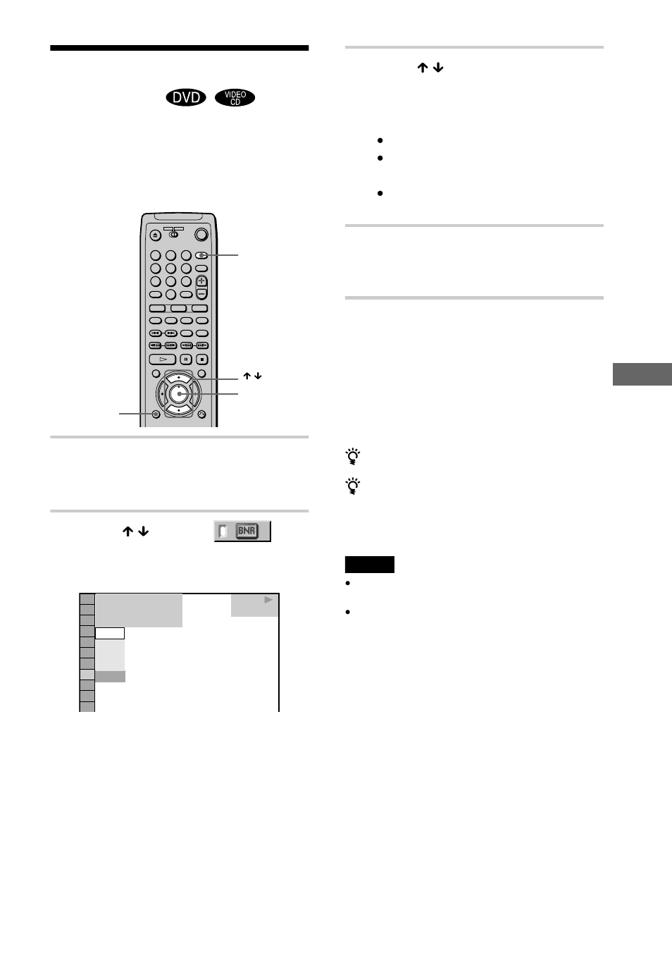 Adjusting the picture quality (bnr), R (55, Adjusting the picture quality | Sony DVP-NS700P User Manual | Page 55 / 88