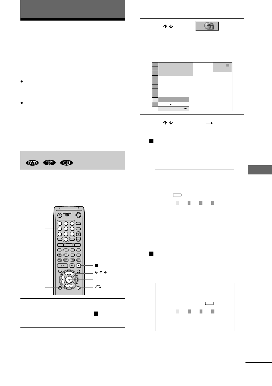 Using various additional functions, Custom parental control, Locking discs (custom parental control | Parental control), Locking discs, Custom parental control, parental control) | Sony DVP-NS700P User Manual | Page 59 / 88