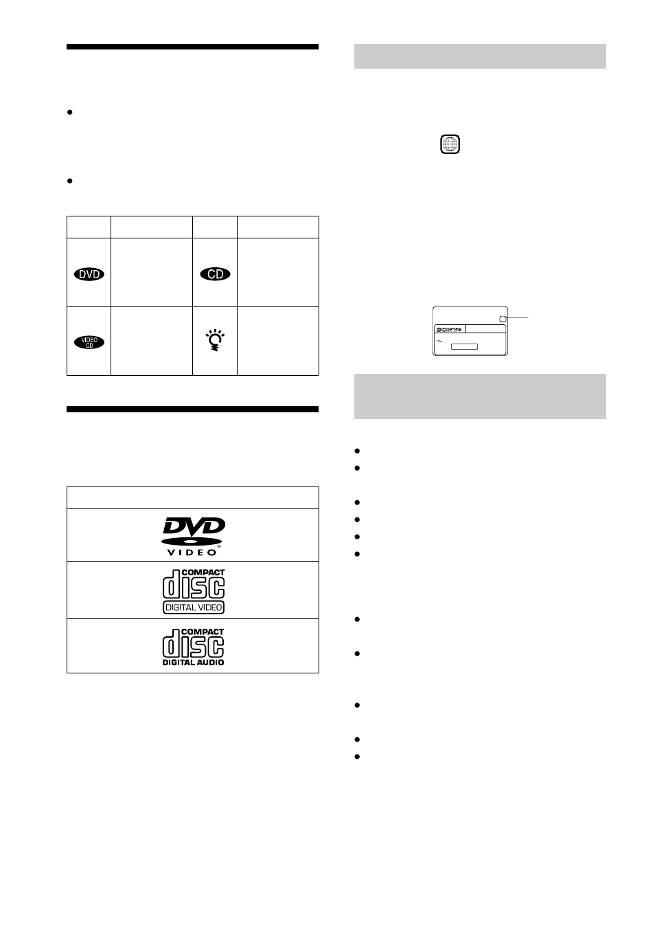 About this manual, This player can play the following discs, Region code | Example of discs that the player cannot play | Sony DVP-NS700P User Manual | Page 6 / 88