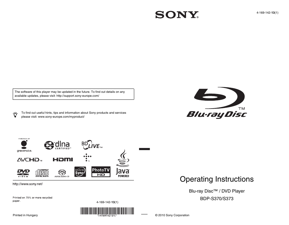 Sony 4-169-142-13(1) User Manual | 35 pages