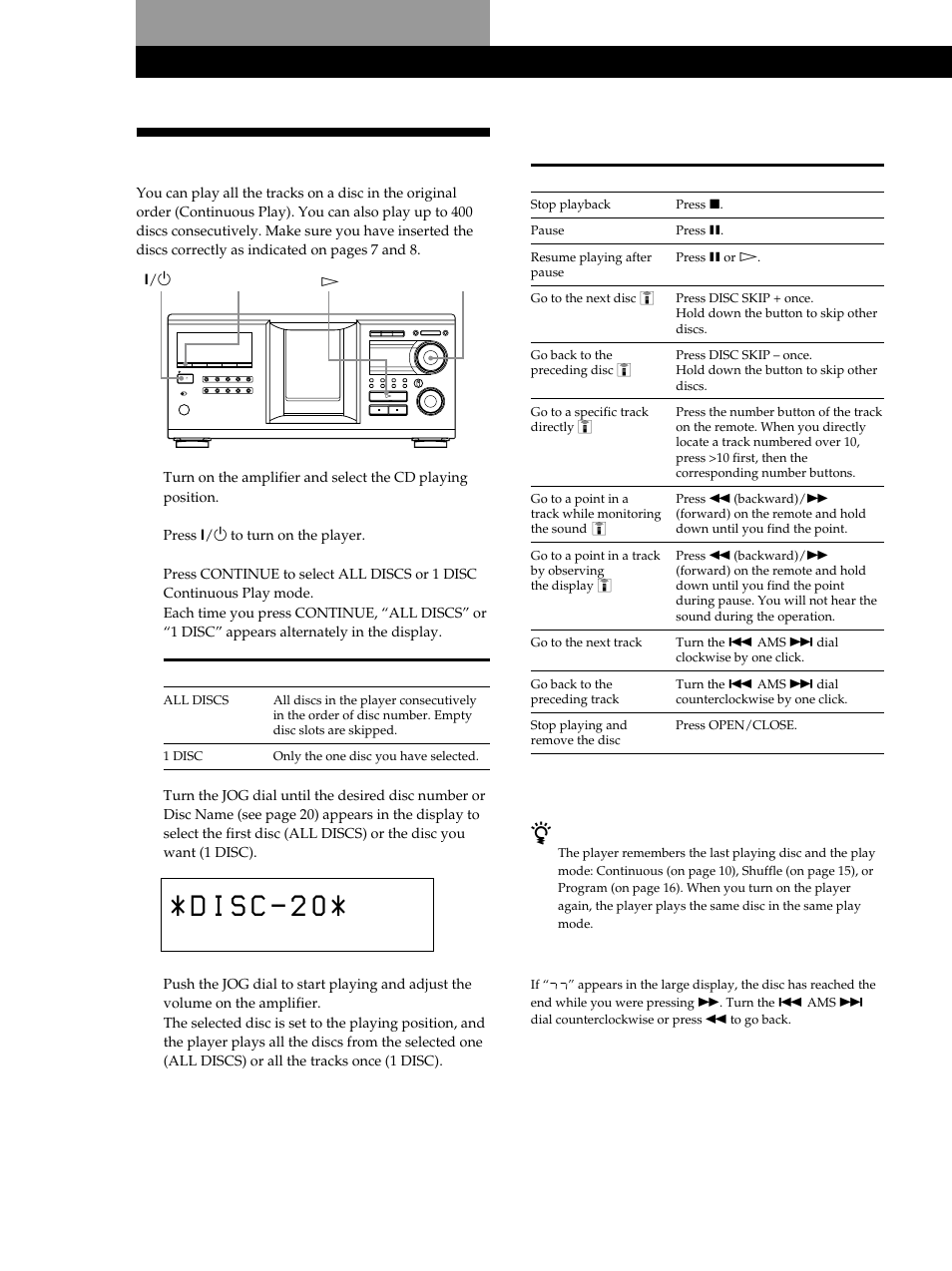 Playing cds, Playing a cd | Sony CDP-M333ES User Manual | Page 10 / 36