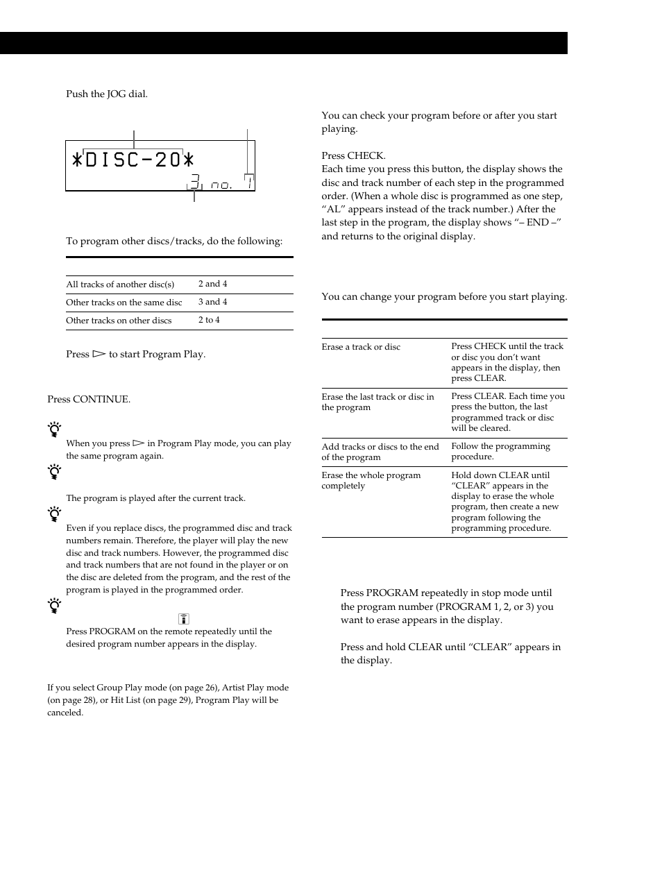 Playing cds, Playing cds 4, Checking the programmed order | Changing the programmed order | Sony CDP-M333ES User Manual | Page 17 / 36