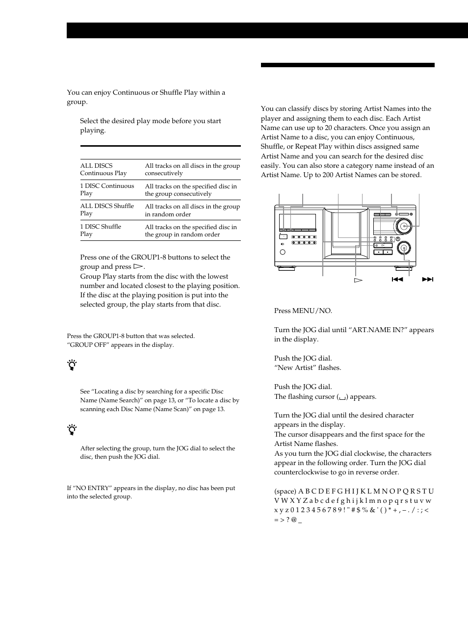 Storing information about cds (custom files), Storing the artist name 1 | Sony CDP-M333ES User Manual | Page 26 / 36