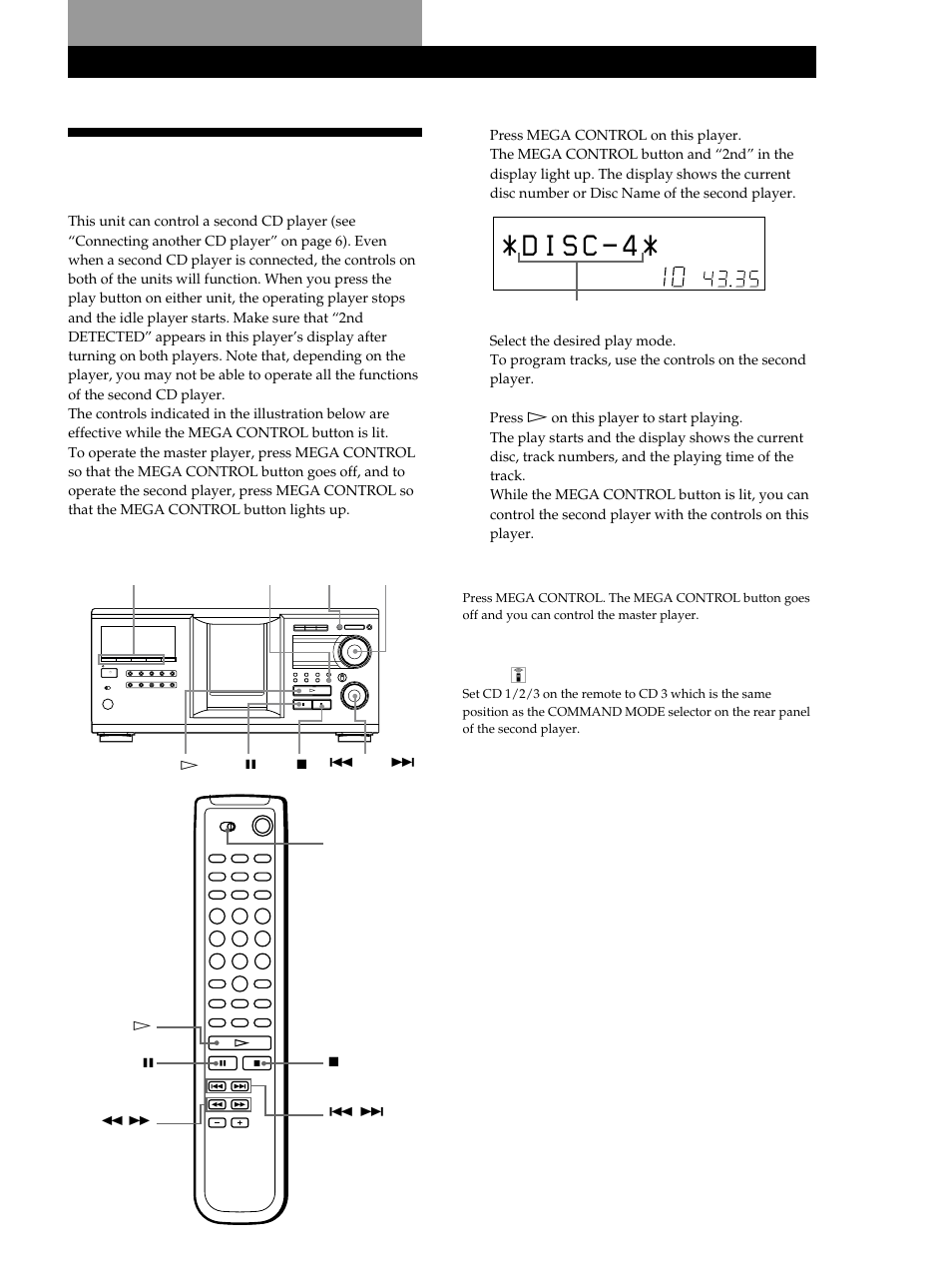 Storing information about cds (custom files), Using the player with another component 1 | Sony CDP-M333ES User Manual | Page 31 / 36