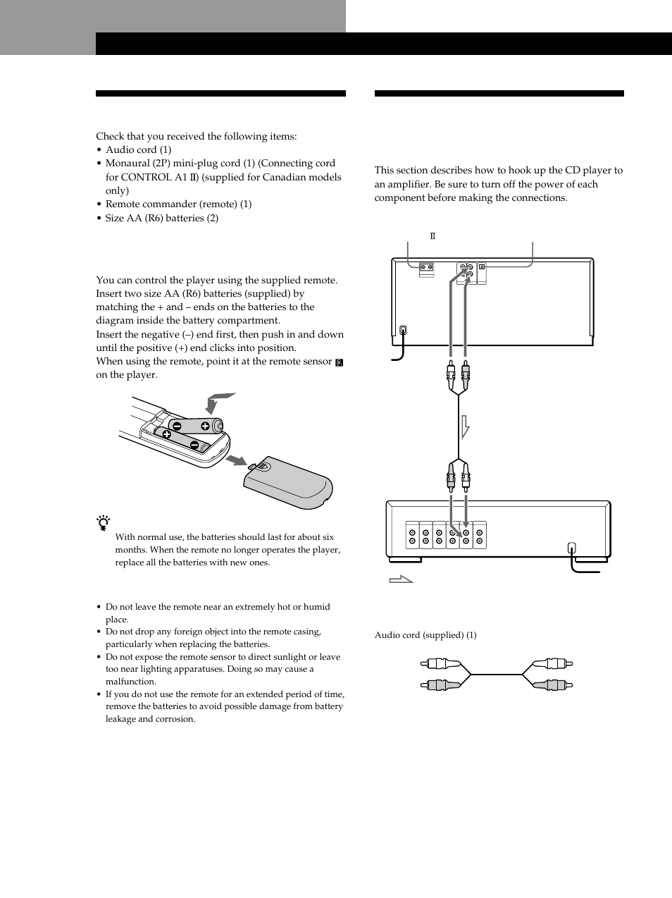 Getting started, Unpacking, Hooking up the system | Inserting batteries into the remote, Overview | Sony CDP-M333ES User Manual | Page 4 / 36