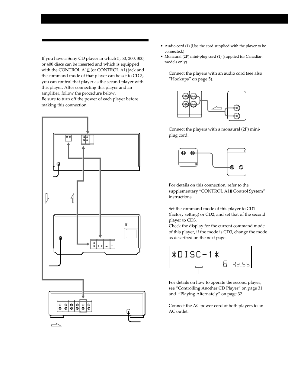 Connecting another cd player, Getting started | Sony CDP-M333ES User Manual | Page 6 / 36