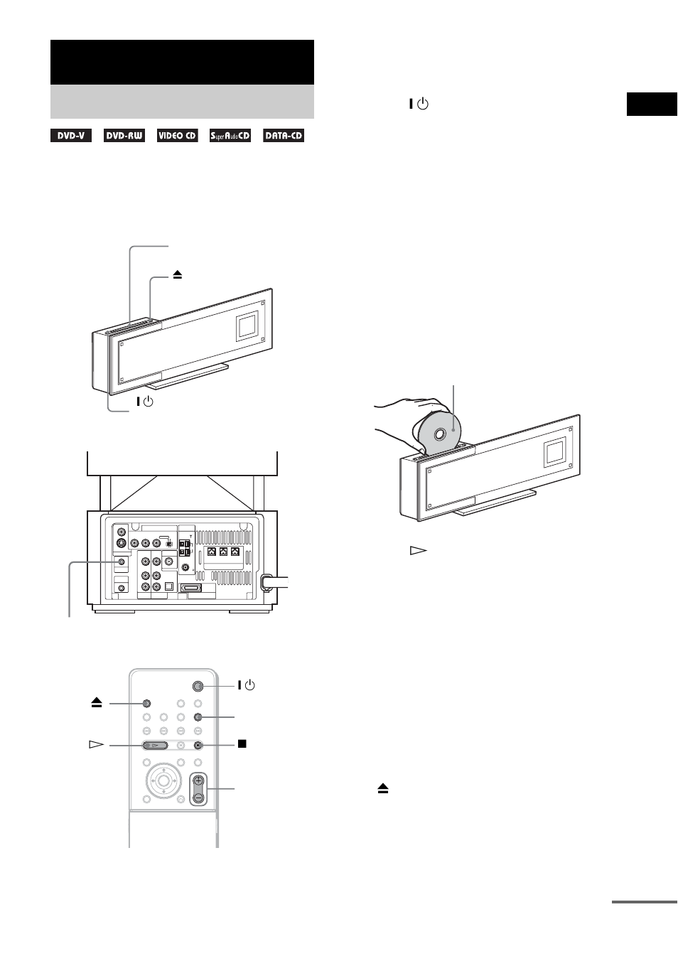 Playing discs, Pla y ing d iscs 41, After following step 5 | Turn on your tv, Switch the input selector on the tv to this system, Press " / 1 on the system, Load a disc, Continued, 1 standby indicator z " / 1 h disc slot function | Sony DAV-LF10 User Manual | Page 41 / 120