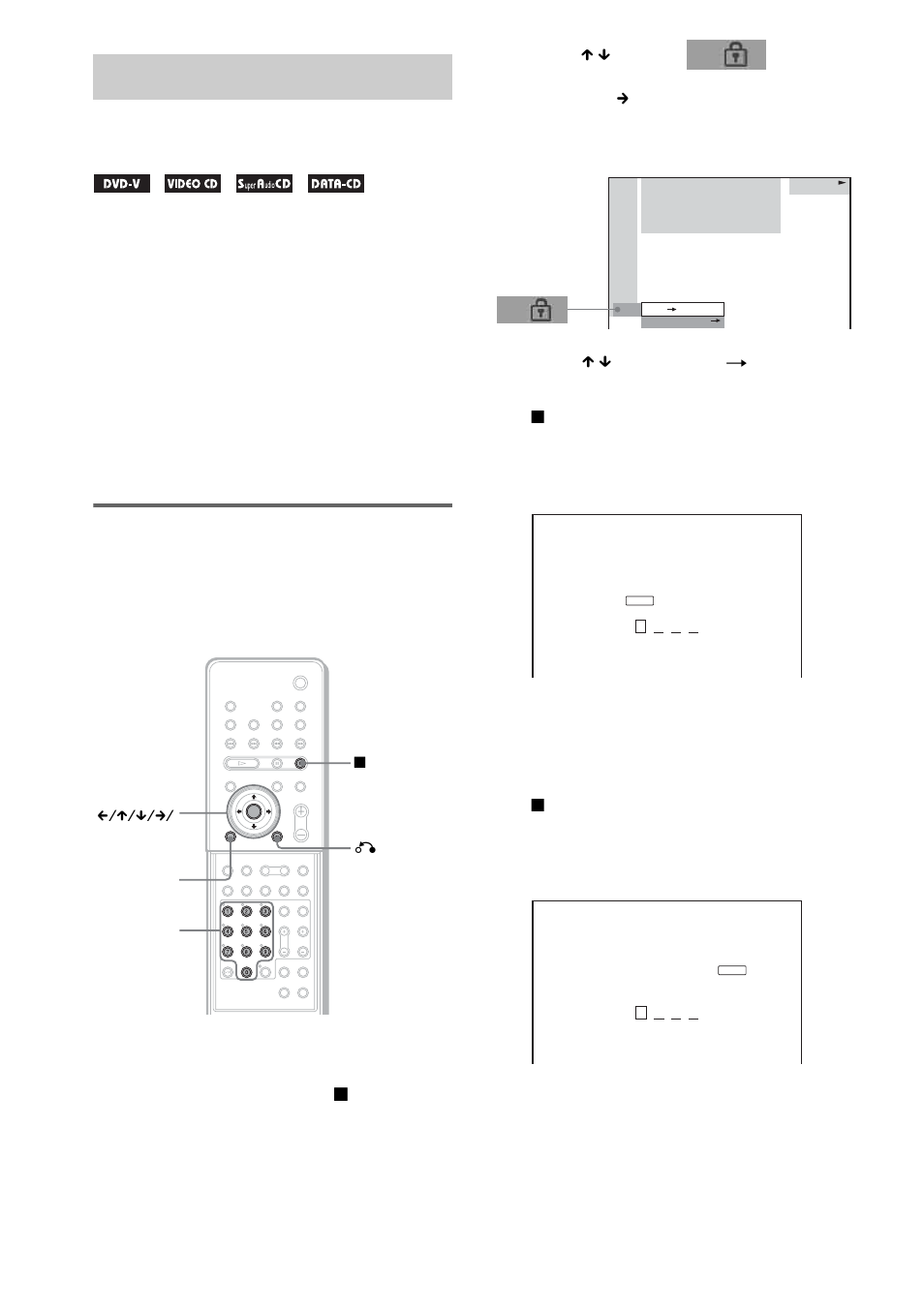 Locking discs, Custom parental control, parental control), Custom parental control | Sony DAV-LF10 User Manual | Page 72 / 120