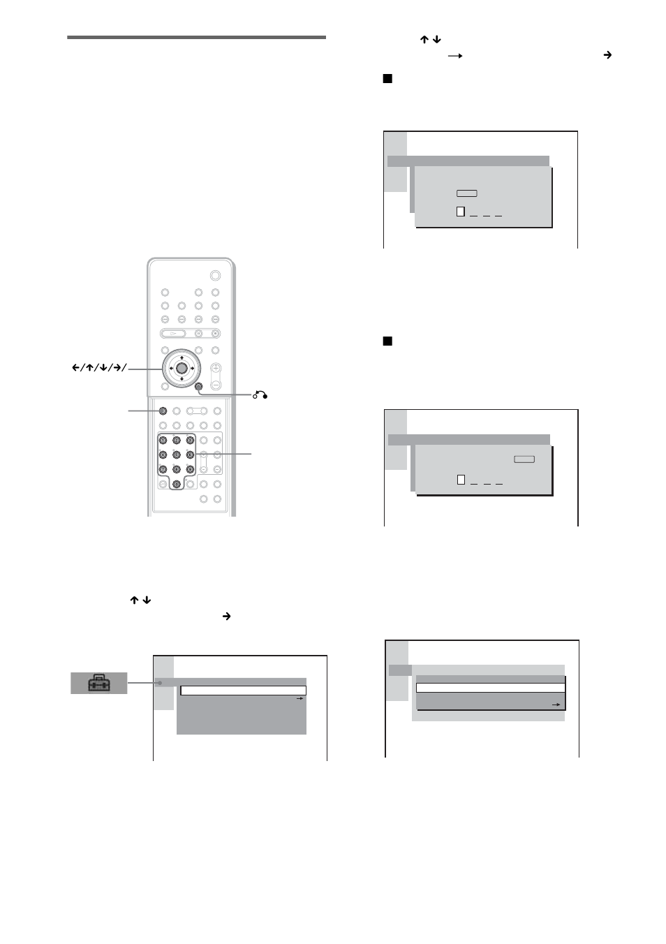 The setup display appears, Custom setup] is displayed, The display for entering the password appears | Sony DAV-LF10 User Manual | Page 74 / 120