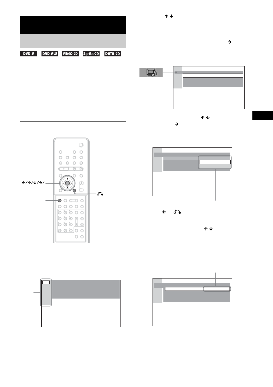 Settings and adjustments, Using the setup display, See “using the | How to use the setup display | Sony DAV-LF10 User Manual | Page 87 / 120