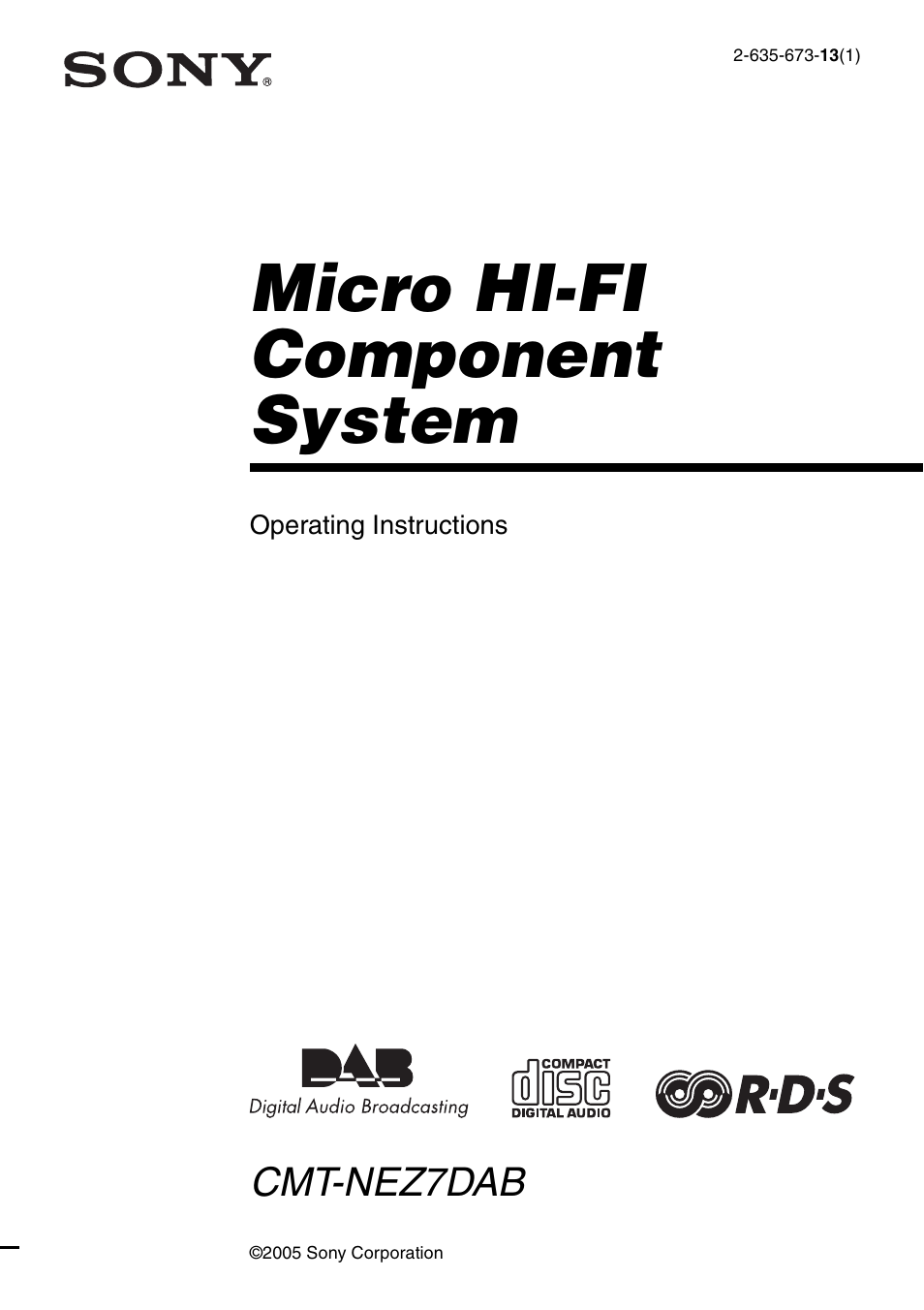 Sony CMT-NEZ7DAB User Manual | 36 pages