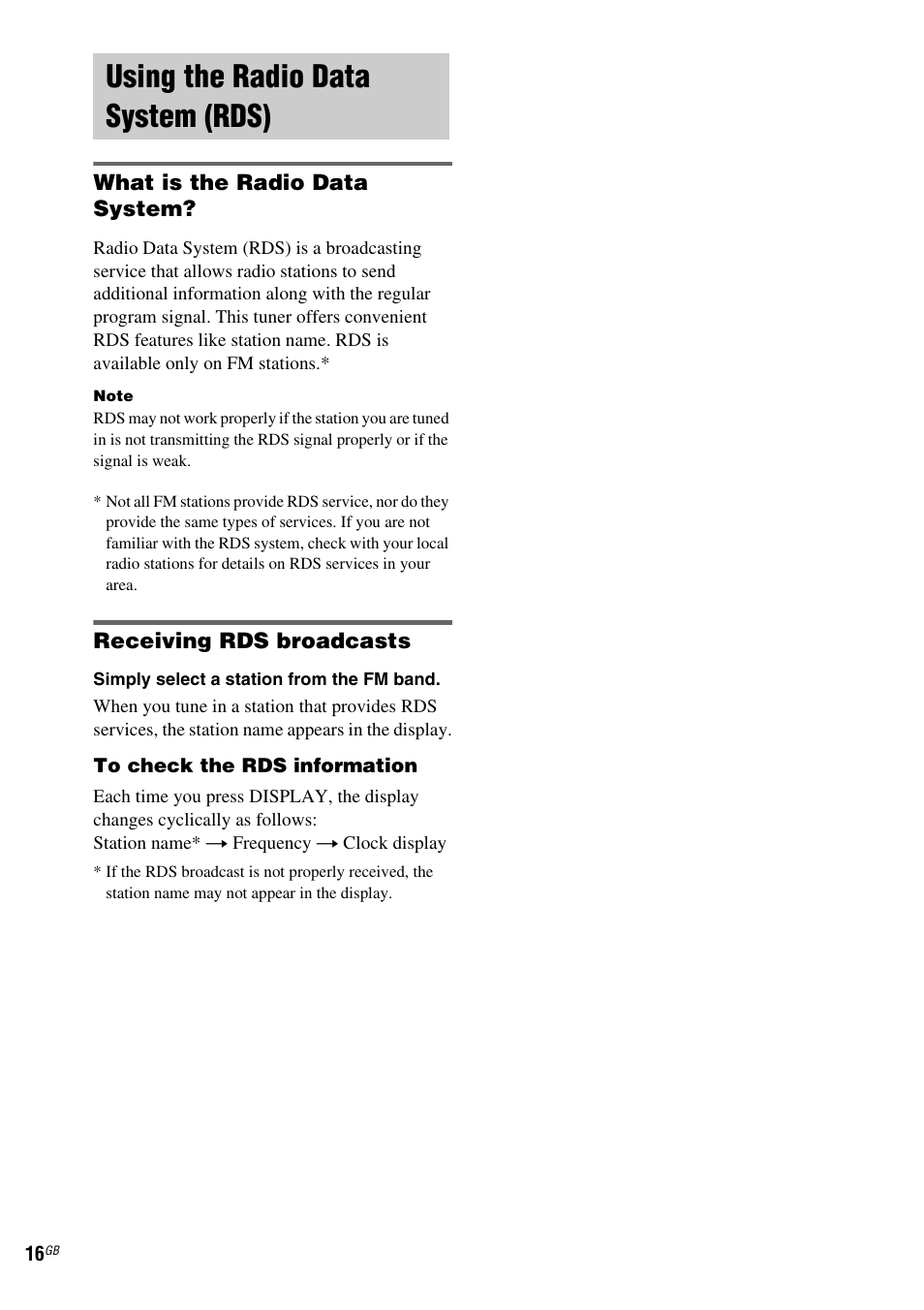 Using the radio data system (rds) | Sony CMT-NEZ7DAB User Manual | Page 16 / 36