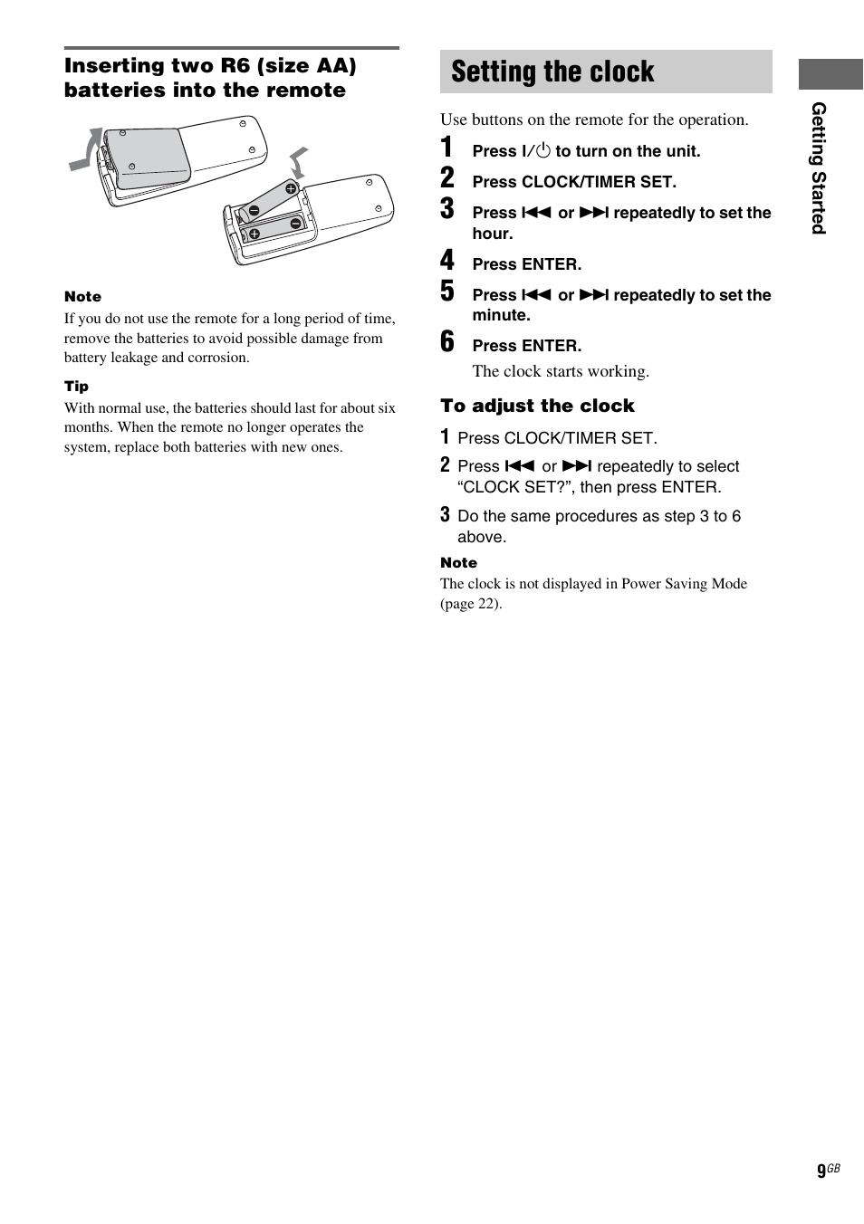 Setting the clock | Sony CMT-NEZ7DAB User Manual | Page 9 / 36