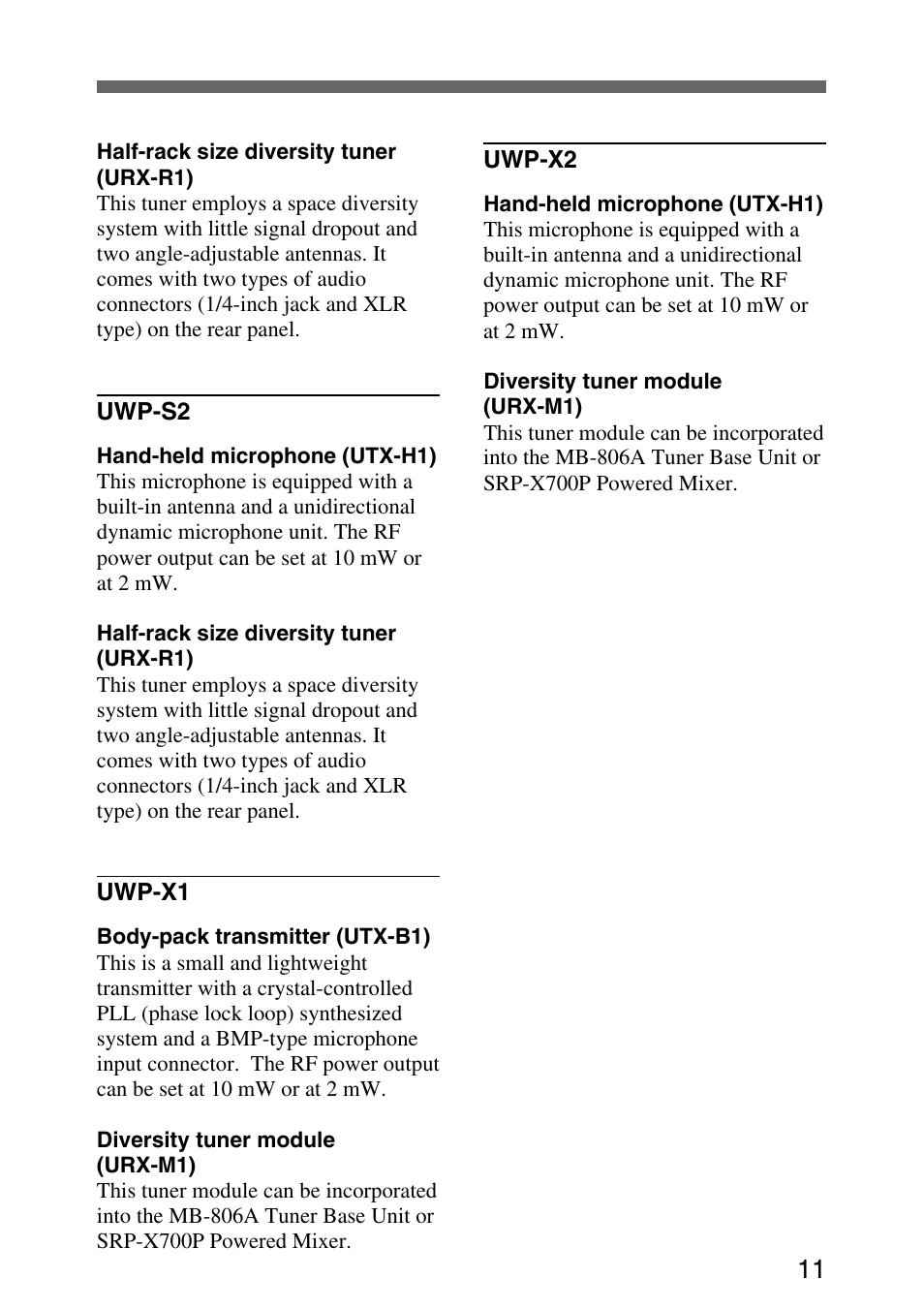 Sony UWP-C1/C2 User Manual | Page 11 / 48