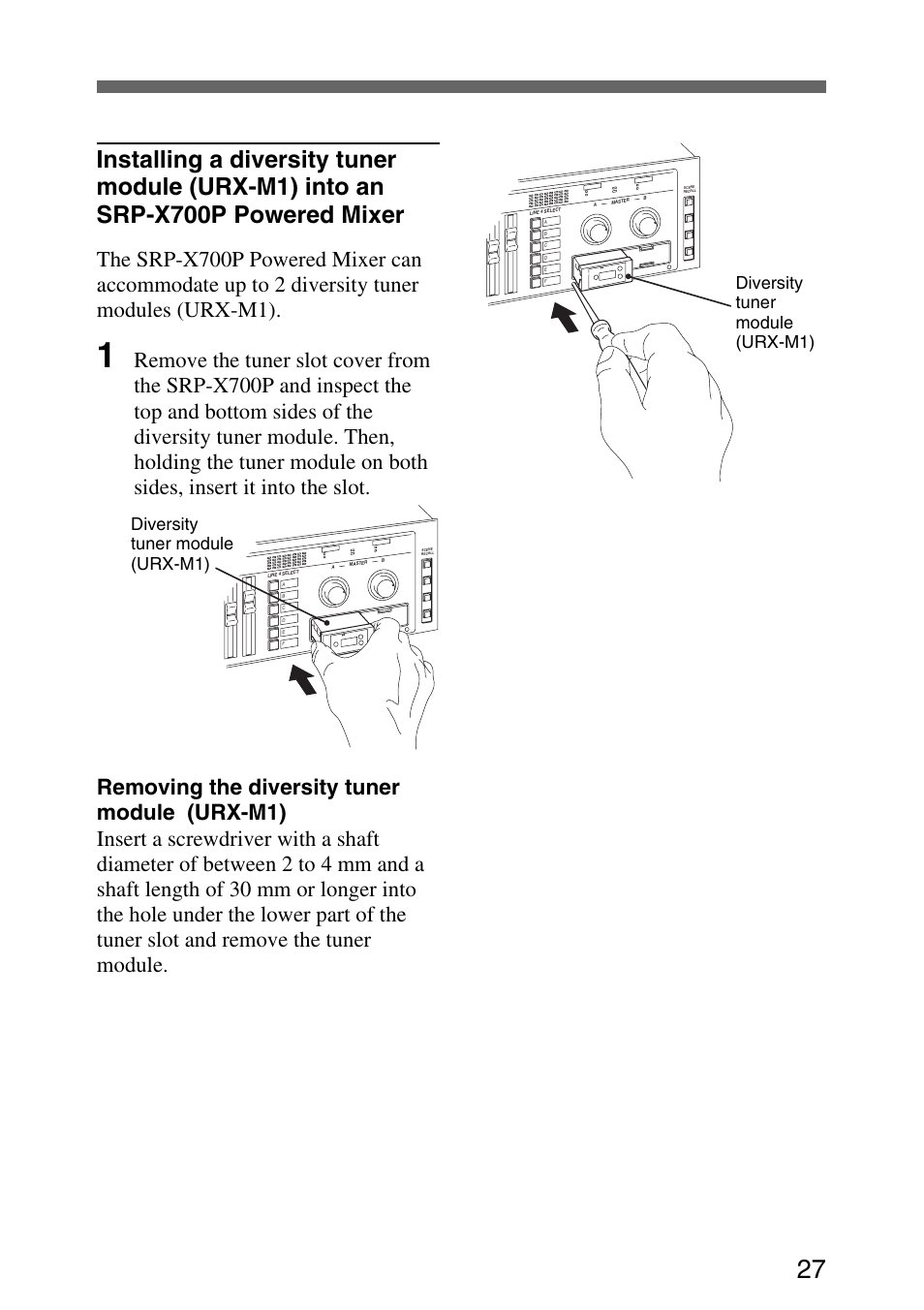 Diversity tuner module (urx-m1) | Sony UWP-C1/C2 User Manual | Page 27 / 48
