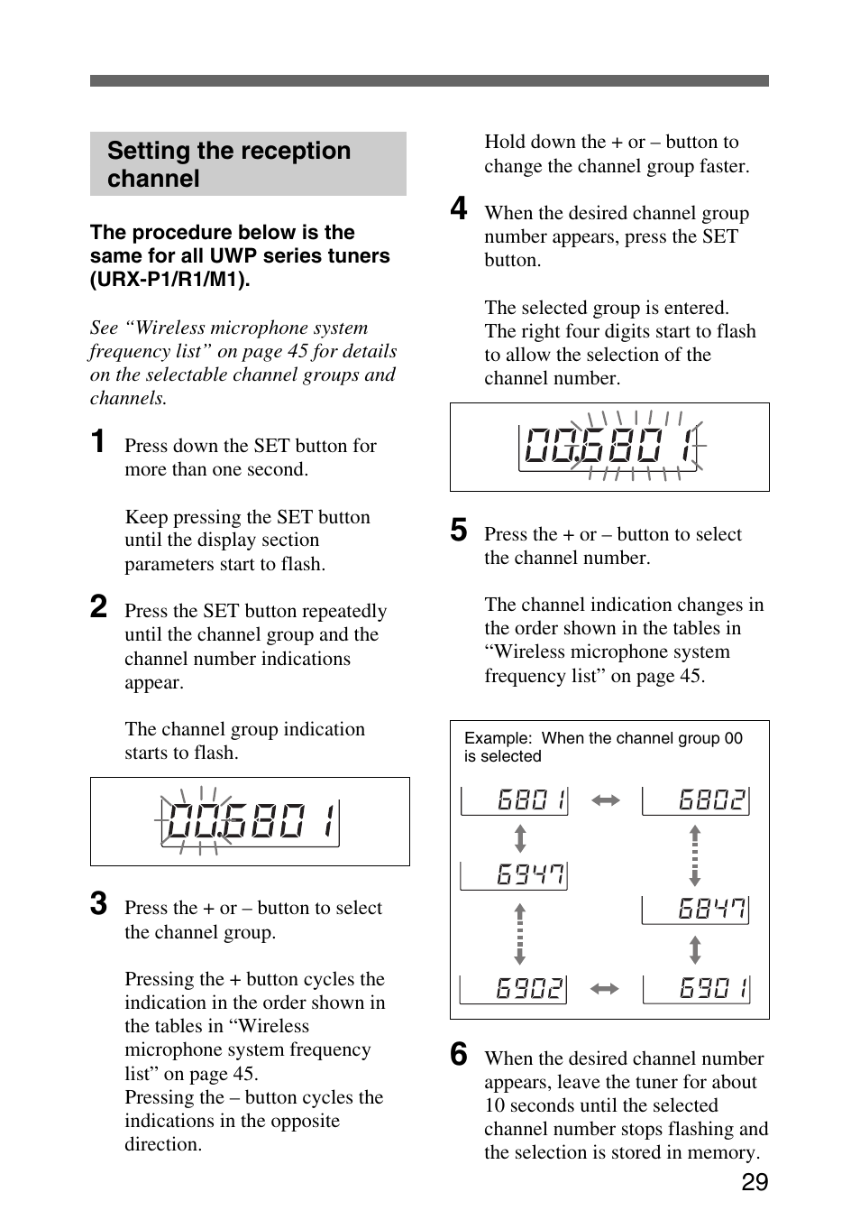 Setting the reception channel | Sony UWP-C1/C2 User Manual | Page 29 / 48